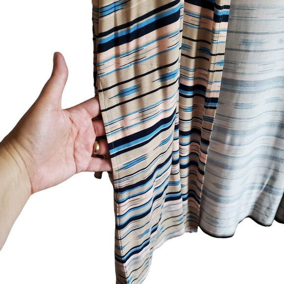 Lands' End Long Open Striped Cardigan with Pockets Rayon Blend XL - Picture 6 of 12